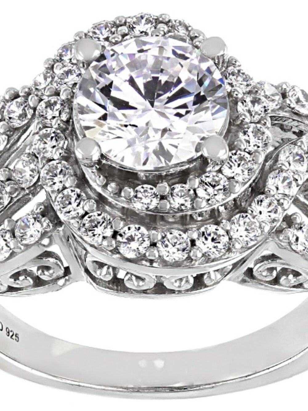 Bella Luce Rhodium Plated Crossover Center Design Ring 5.33ctw. Size 10
